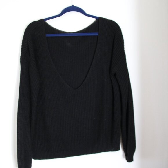 Low Back Knit Black Sweater in Size Large - Picture 2 of 4